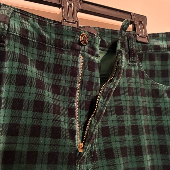 Talbots Teal/Black Plaid Velveteen Plaid Straight Leg Pants - Picture 6 of 13